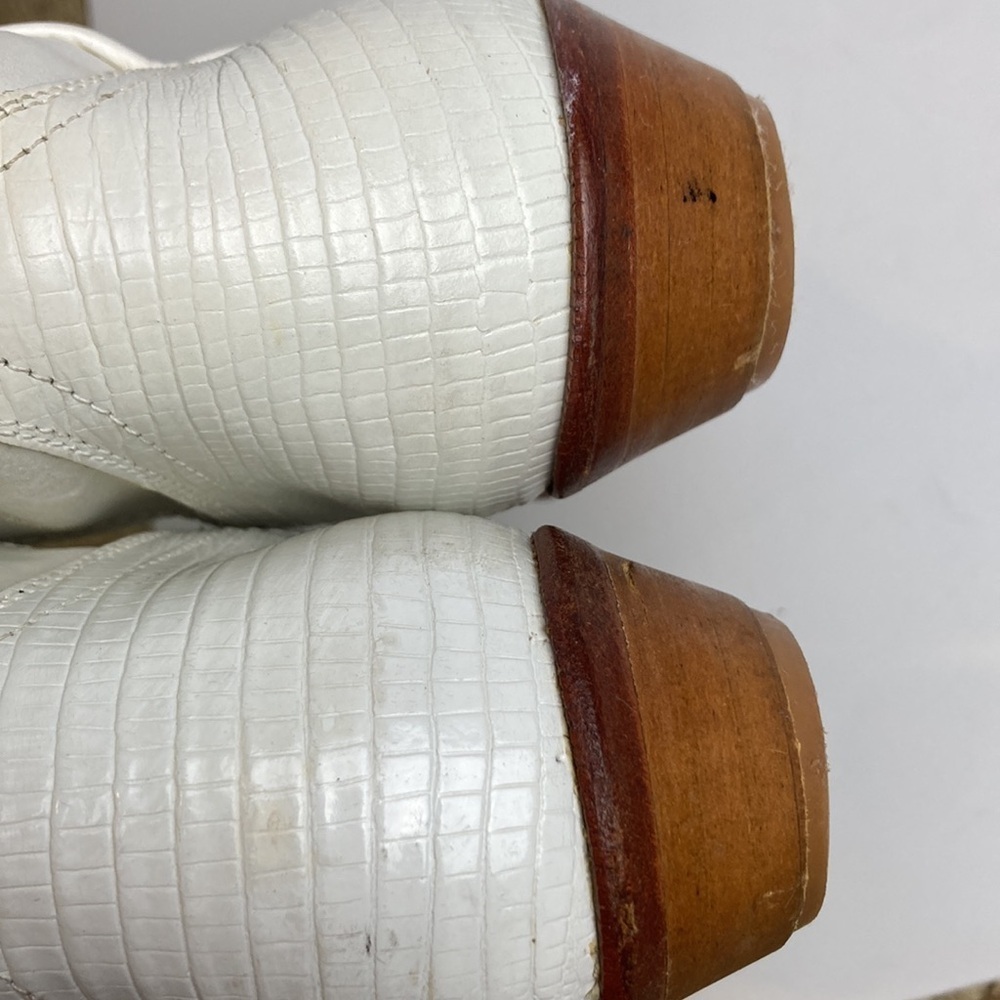 Vintage Brass Plum White Genuine Leather Cowboy Boots 6.5 Rodeo 80’s Rockabilly - Picture 14 of 16